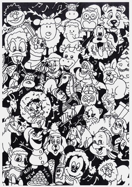 Coloring page christmas animals disney