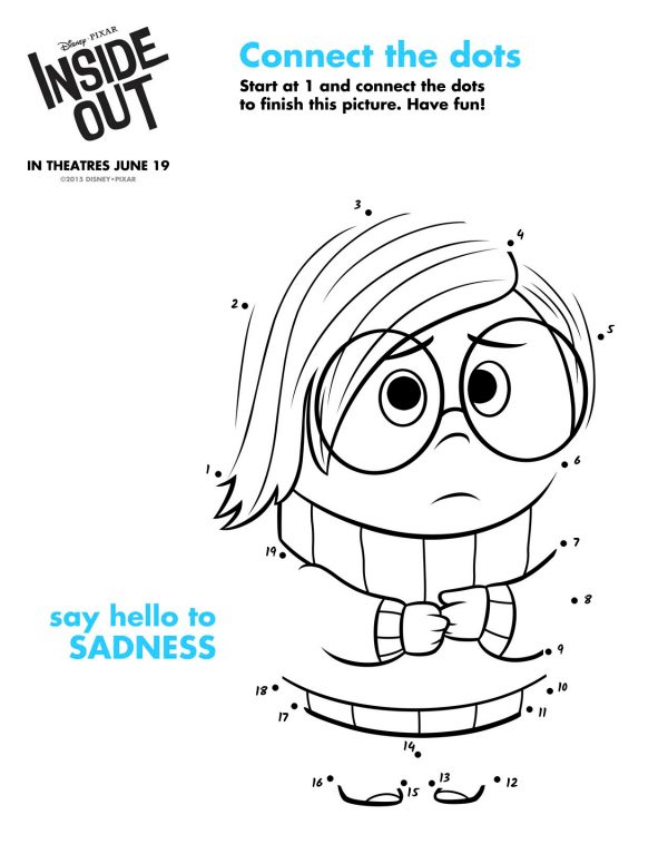 Free printable disney inside out sadness connect the dots