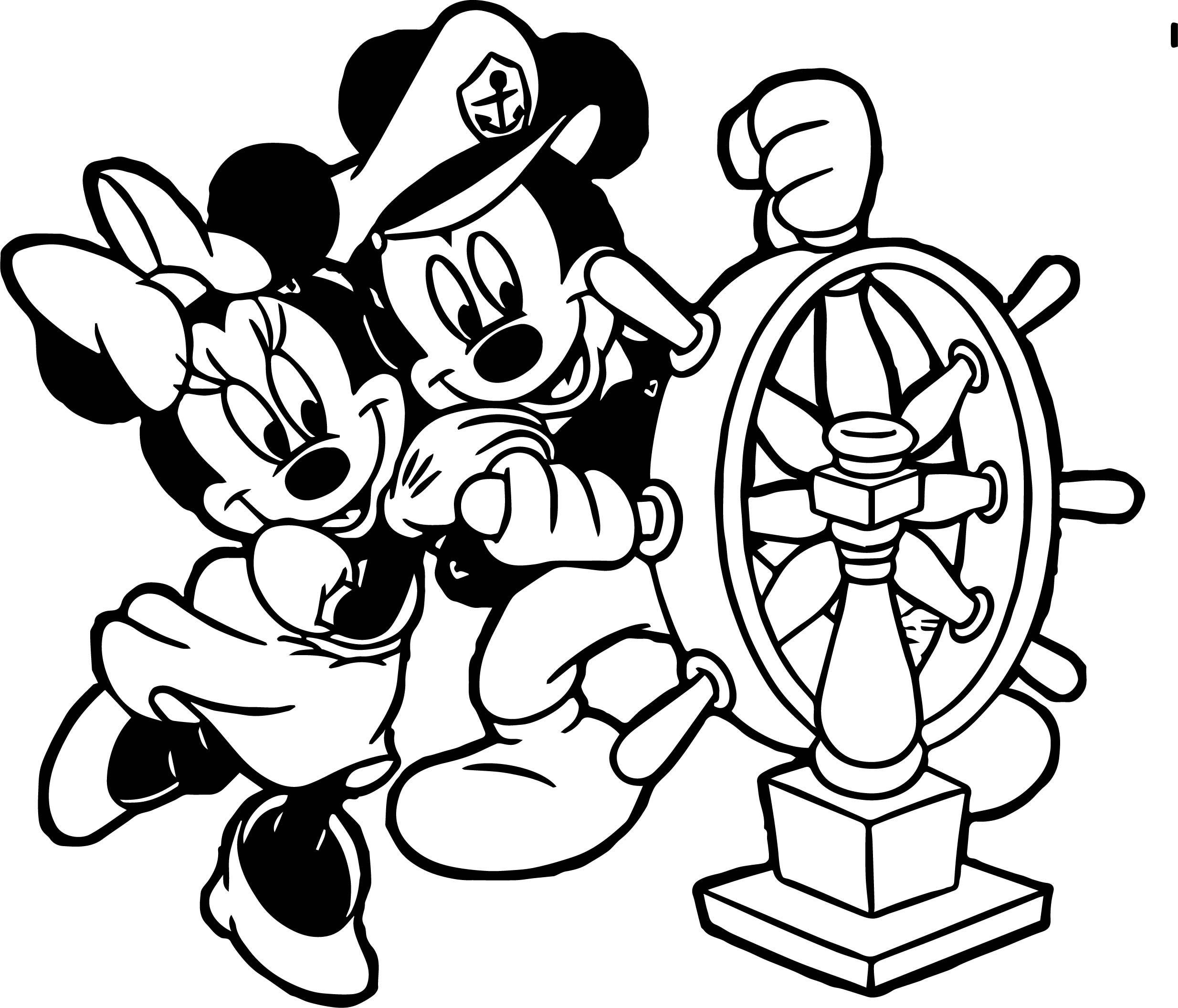Captain minnie and mickey coloring page
