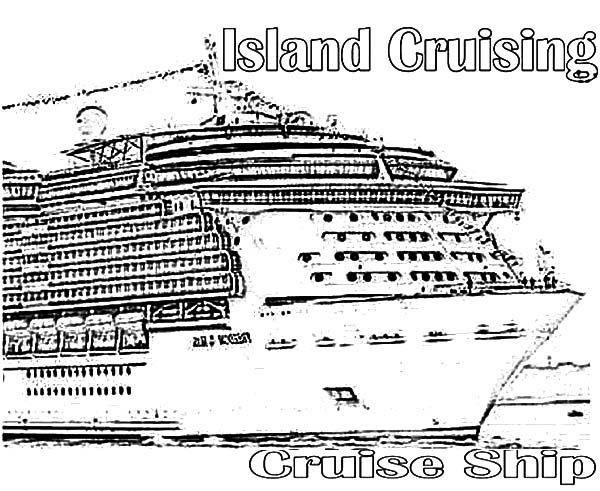Island cruising cruise ship coloring pages