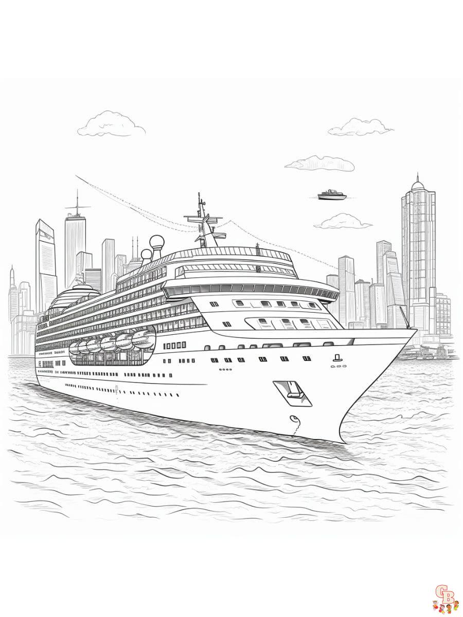 Printable cruise ship coloring pages free for kids and adults