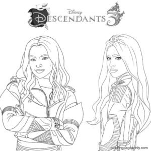 Mal and evie coloring pages printable for free download
