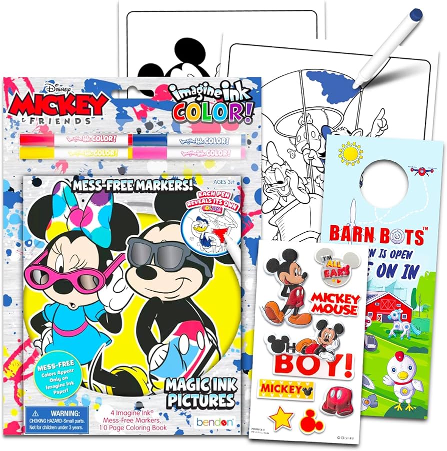 Disney imagine ink mickey mouse mess free markers and coloring book