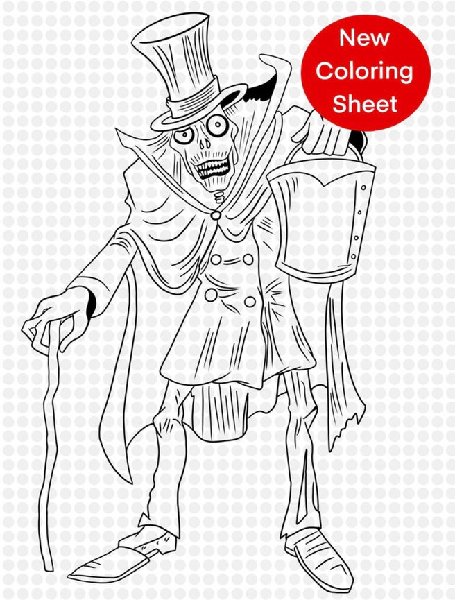 Hat box ghost coloring sheet