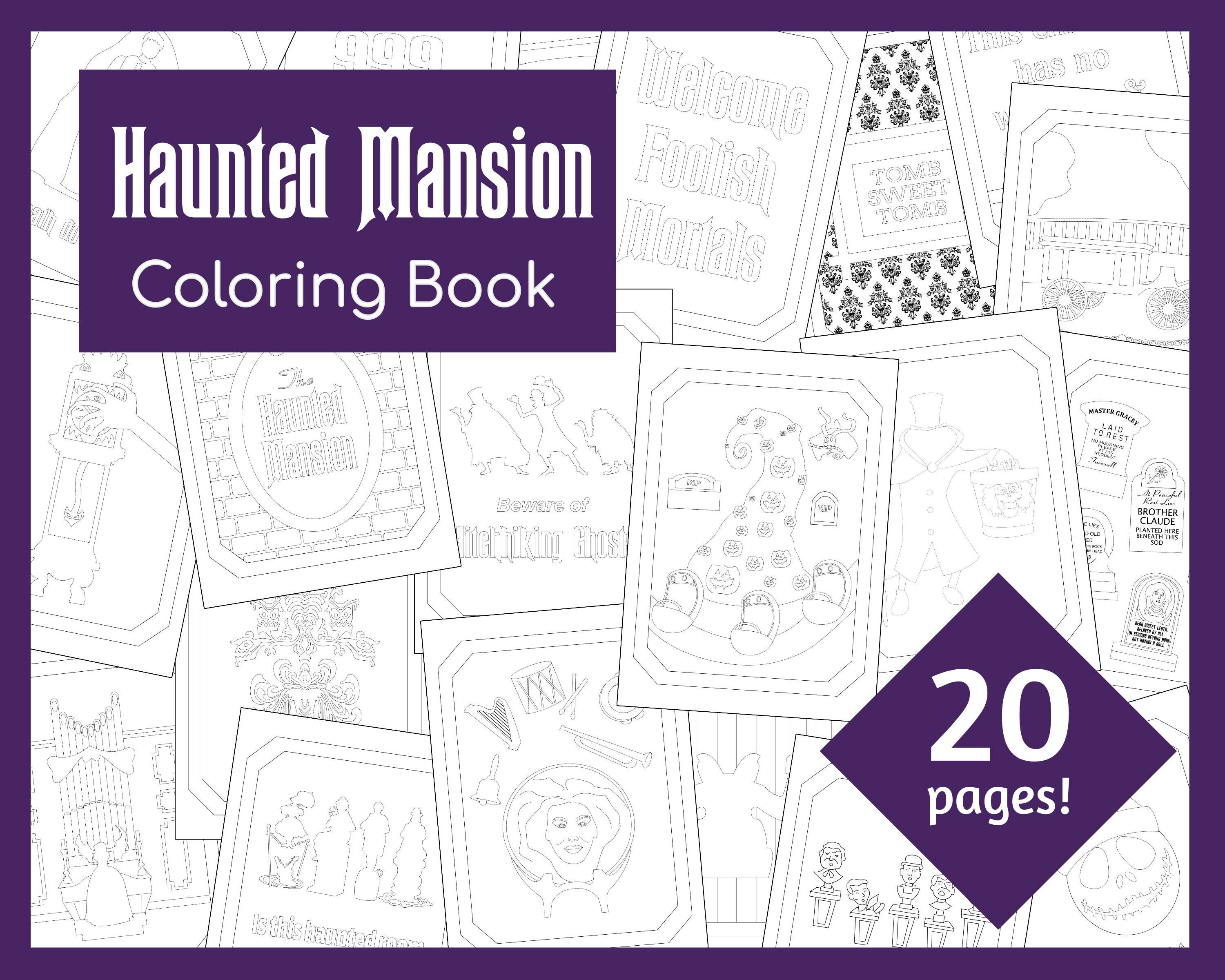 Haunted mansion printable coloring book coloring pages instant download pdf file x and a sizes included instant download