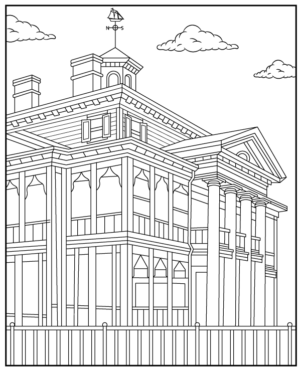 Disneyland coloring sheet haunted mansion