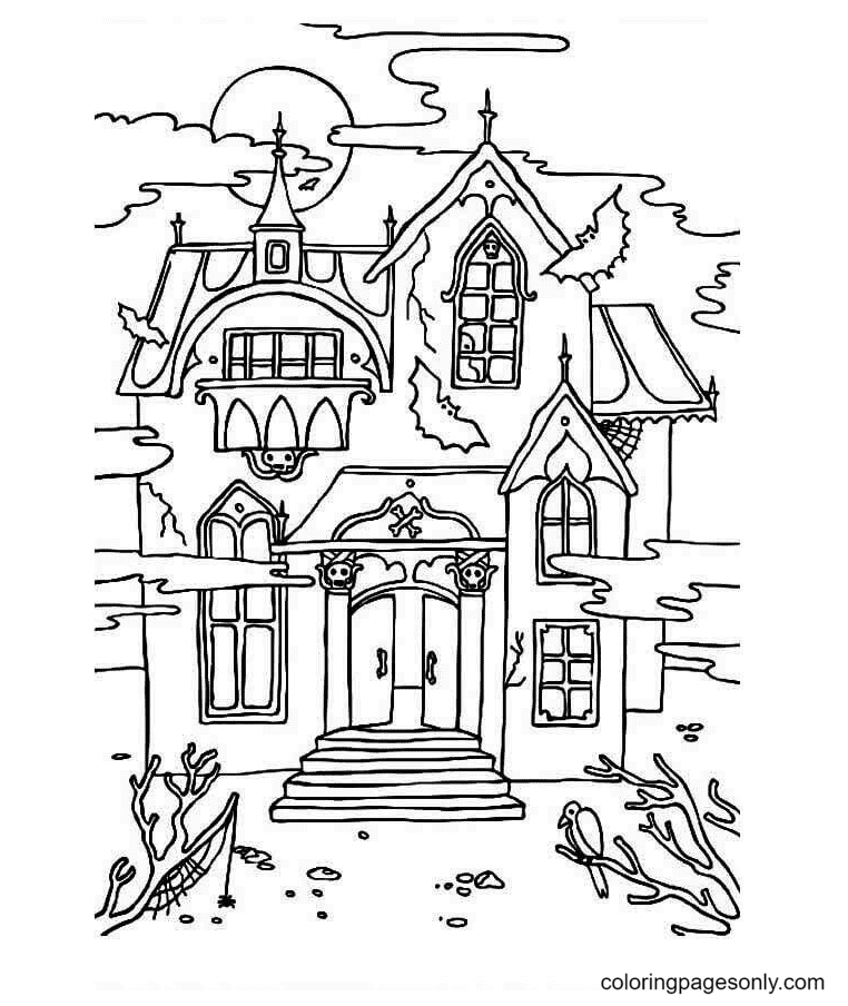 Haunted house coloring pages printable for free download