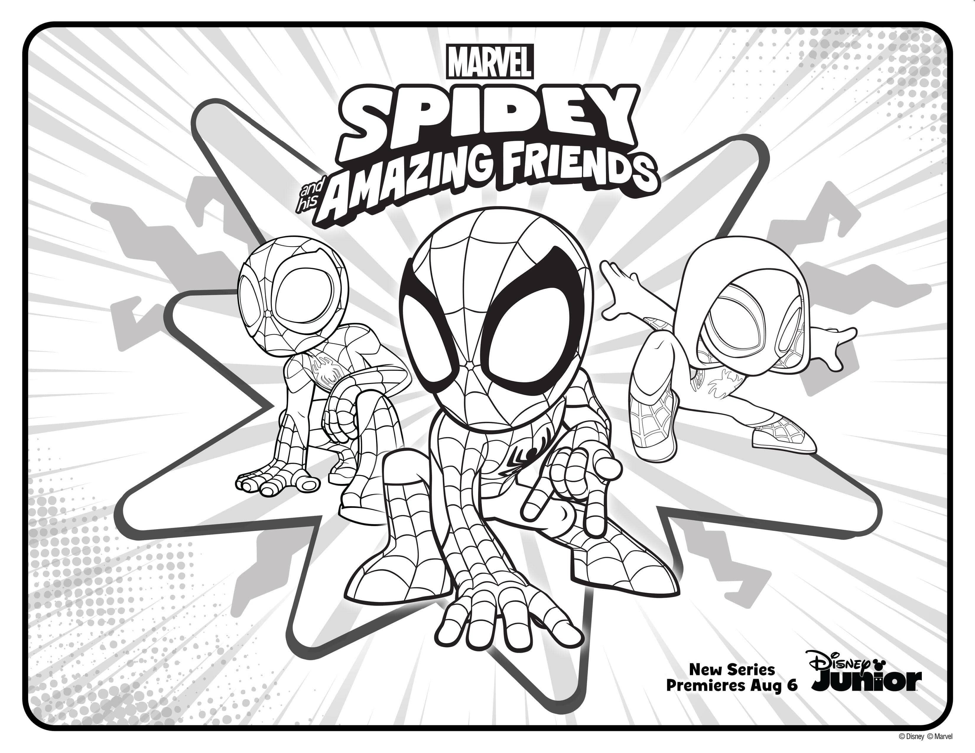 Jump into disney juniors summer of fun with premiere of marvels spidey and his amazing friends disney coloring pages coloring pages coloring books