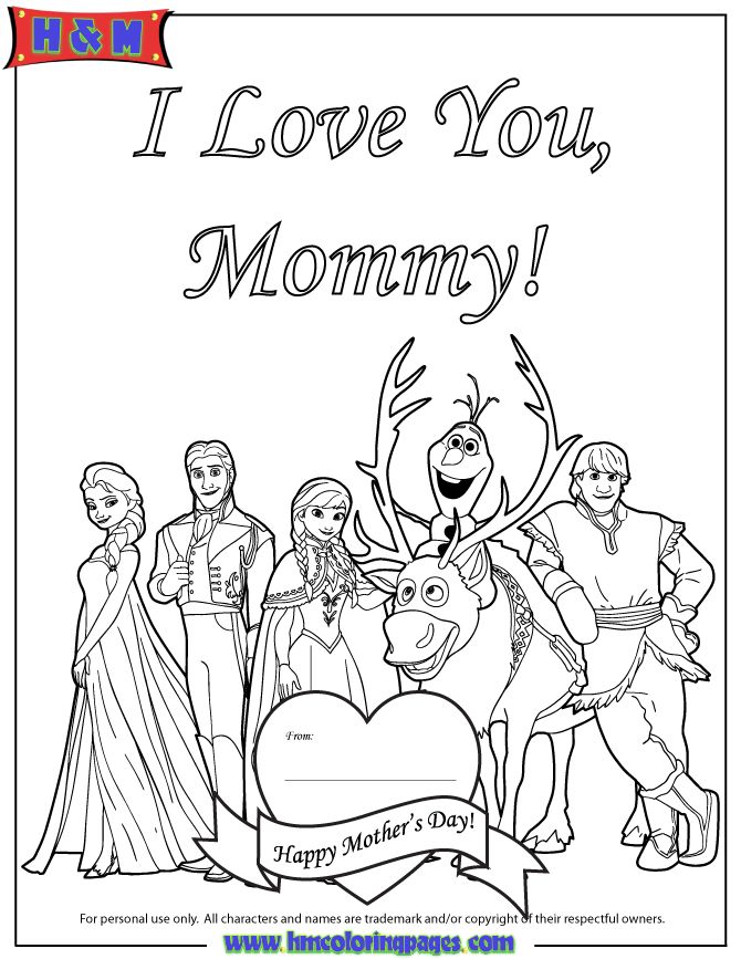 Happy mothers day from disney frozen cast coloring page free mothers day coloring pages coloring pages happy mothers day