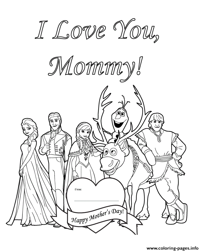 Happy mothers day from disney frozen cast coloring page printable