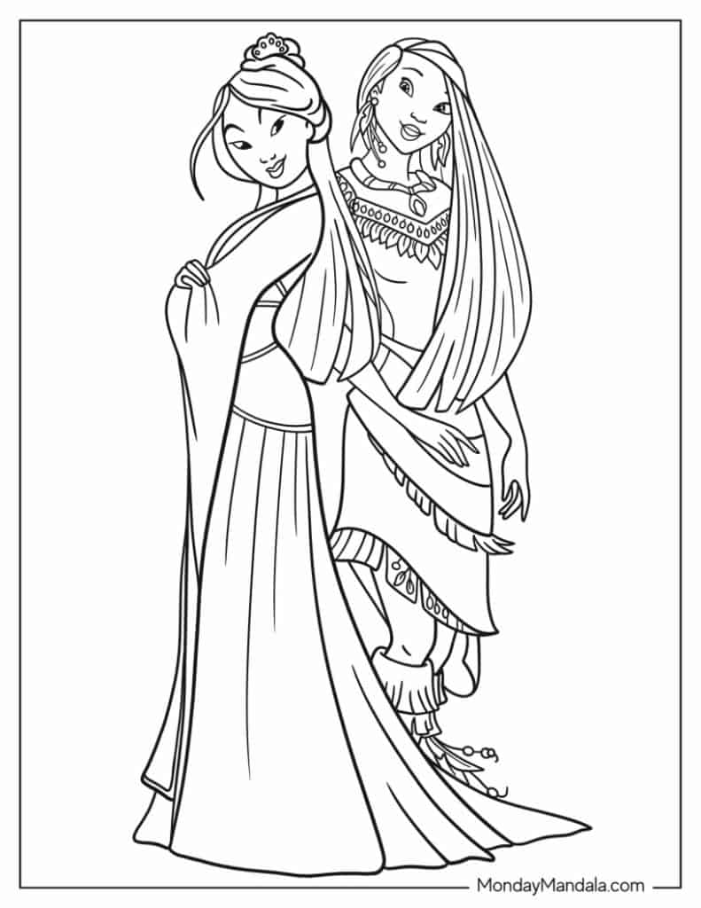 Pocahontas coloring pages free pdf printables