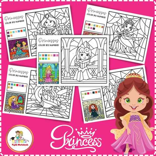 Princess color by number activity