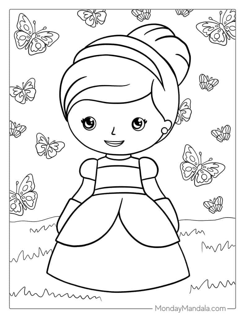 Cinderella coloring pages free pdf printables