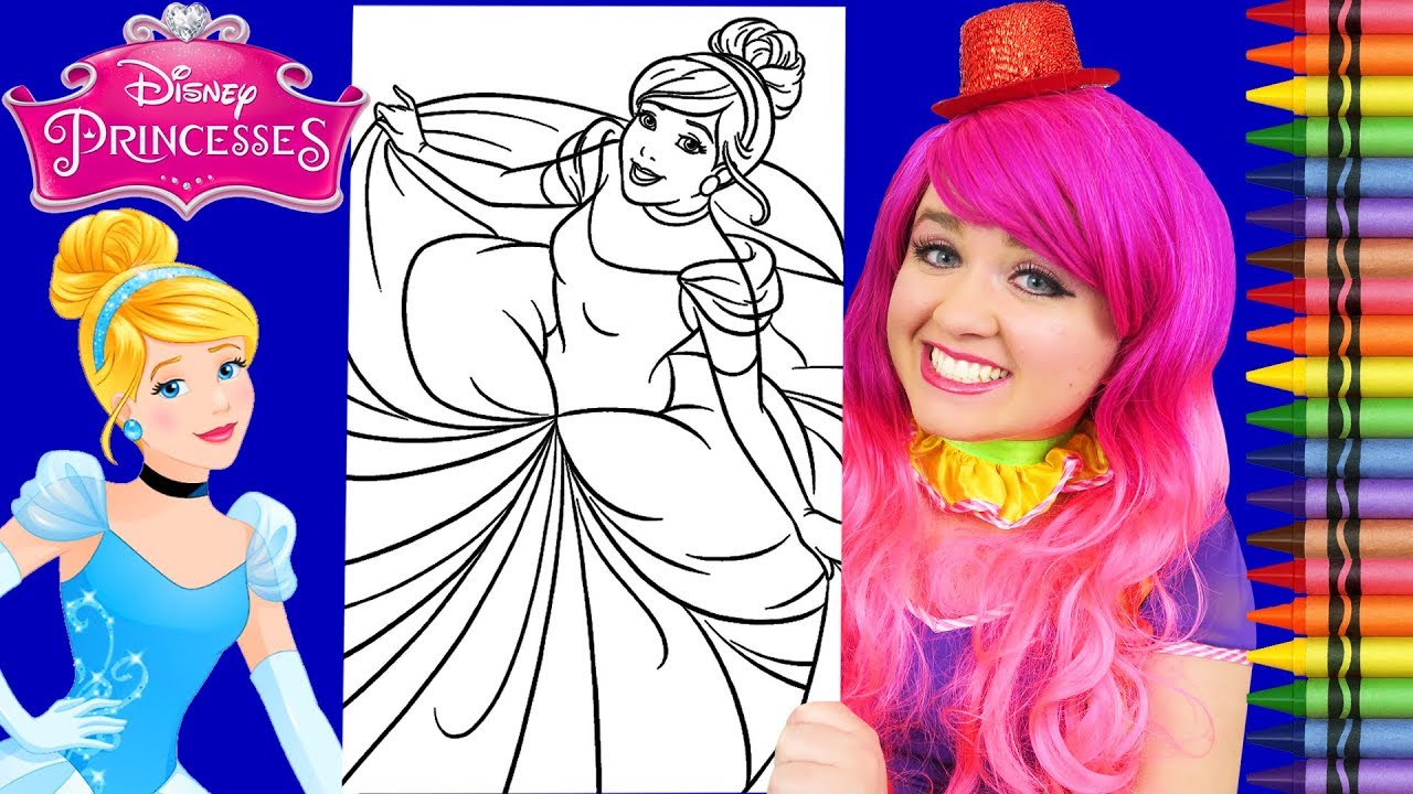 Coloring cinderella disney princess giant coloring page crayola crayons kii the clown