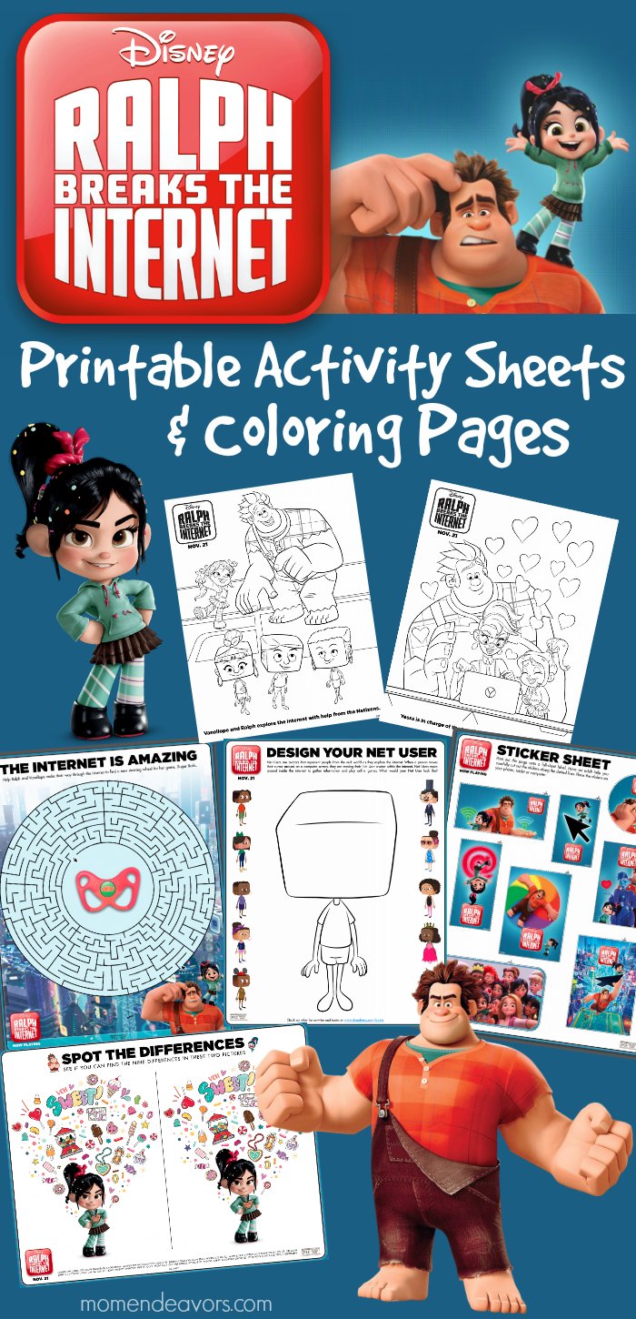 Disney ralph breaks the internet printable activity sheets coloring pages