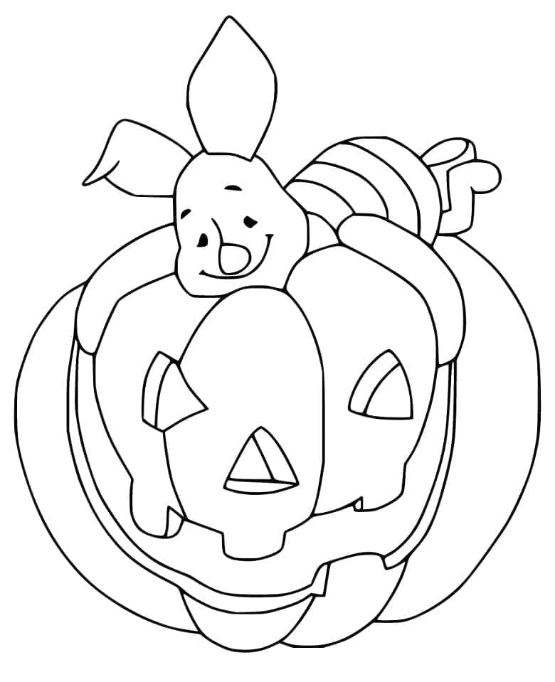 Cute piglet disney halloween coloring page