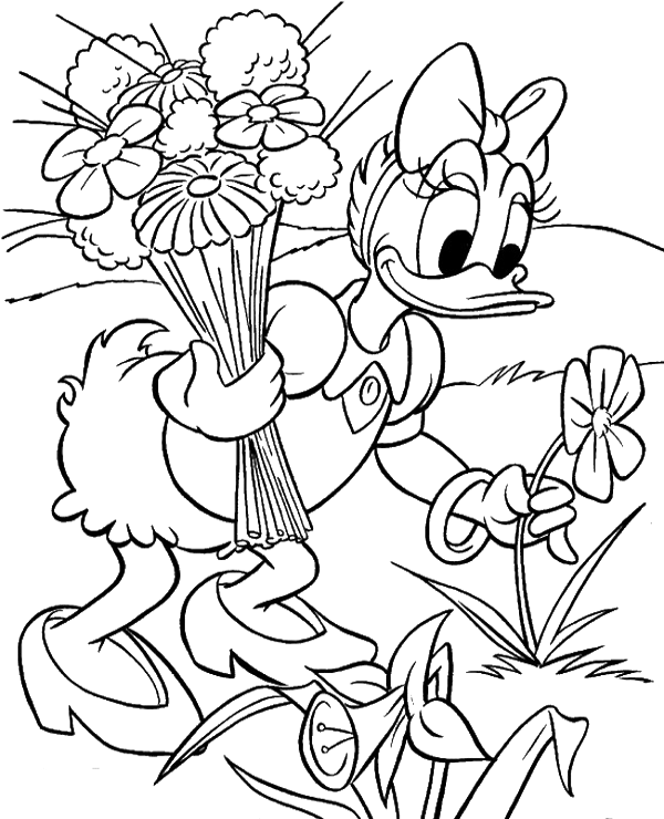 Daisy with flowers coloring sheet