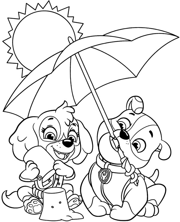 Paw patrol coloring pages for summer