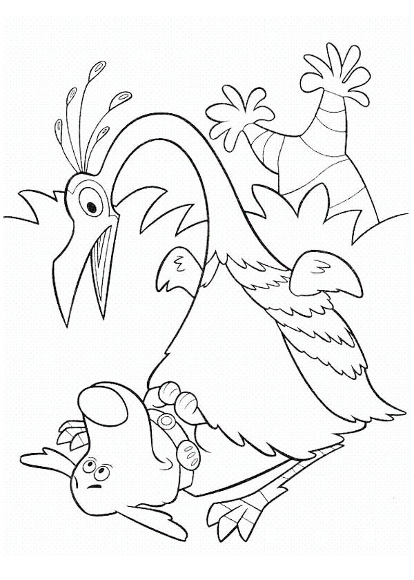 Kevin surprised to see dug in disney up coloring page
