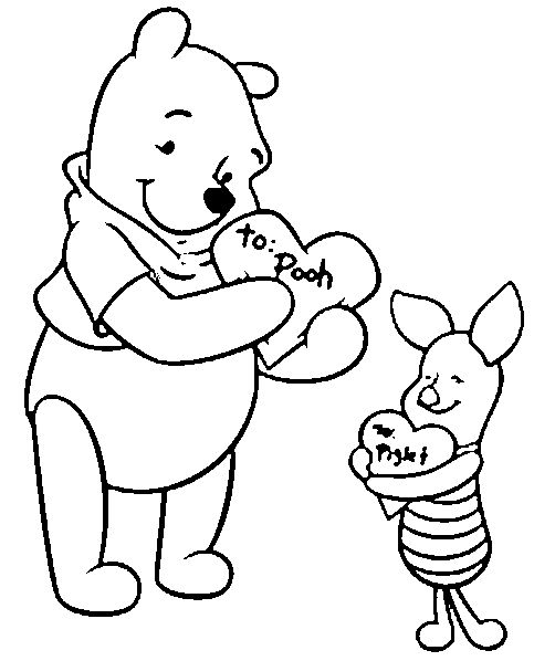 Valentines disney coloring pages