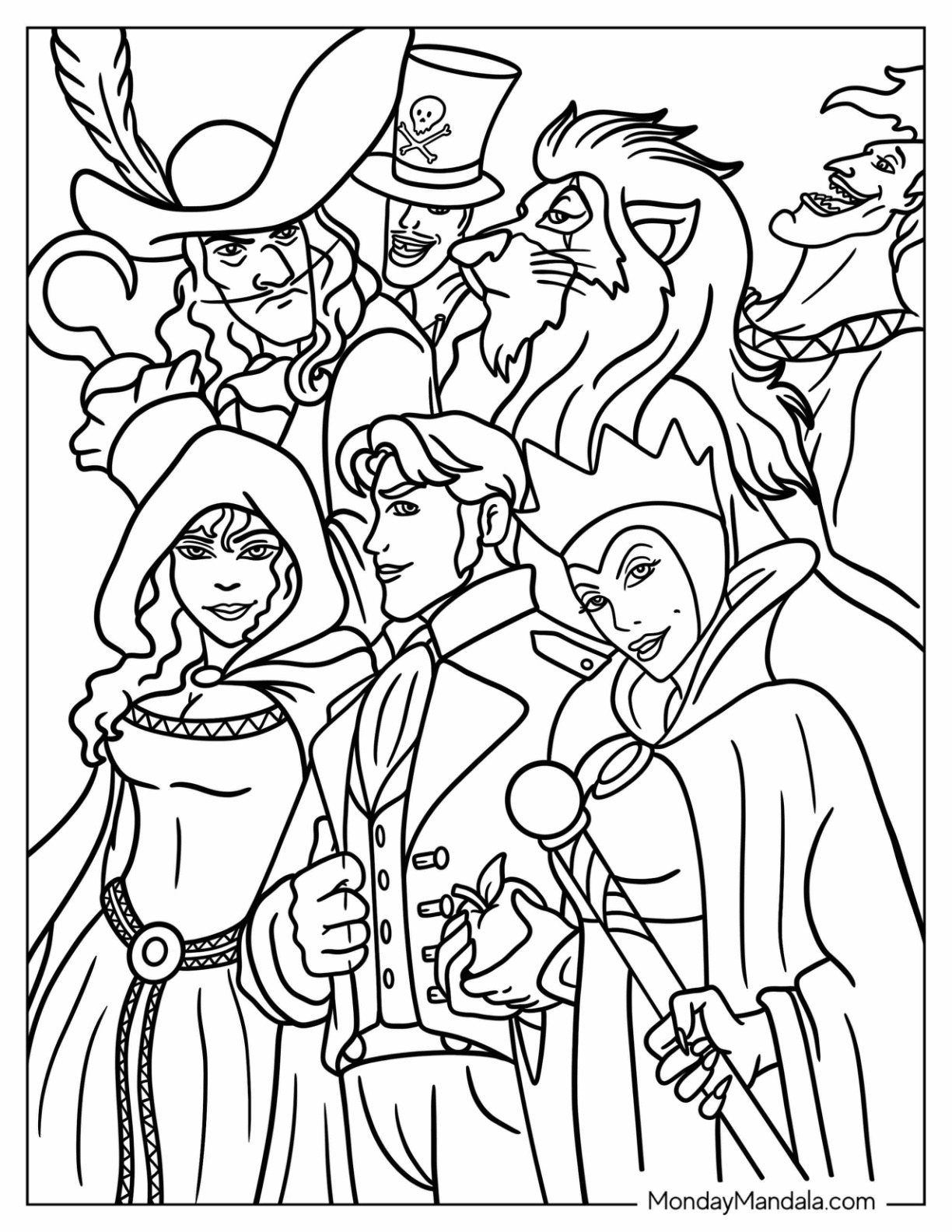 Disney villain coloring pages free pdf printables