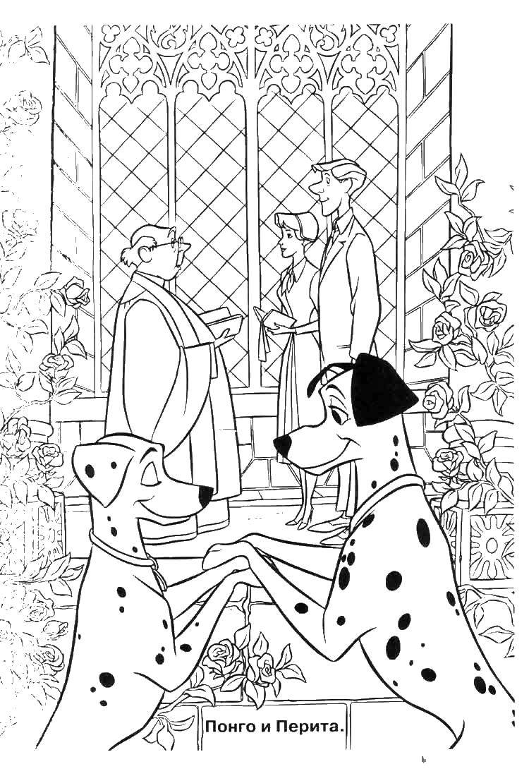 Online coloring pages wedding coloring wedding dalmatians disney cartoons