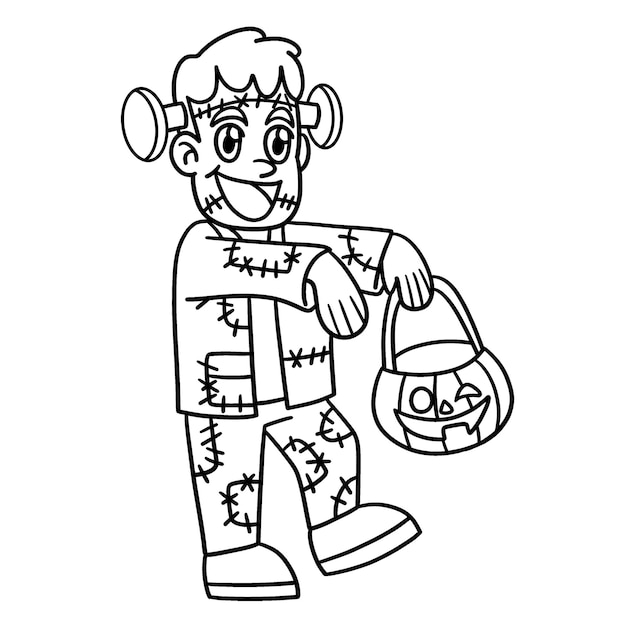 Premium vector zombie halloween isolated coloring page for kids