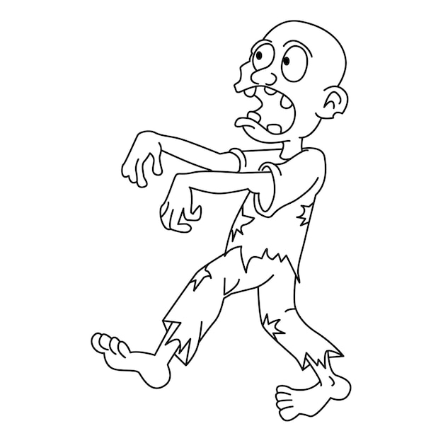 Premium vector cute zombie cartoon coloring page illustration vector for kids coloring book
