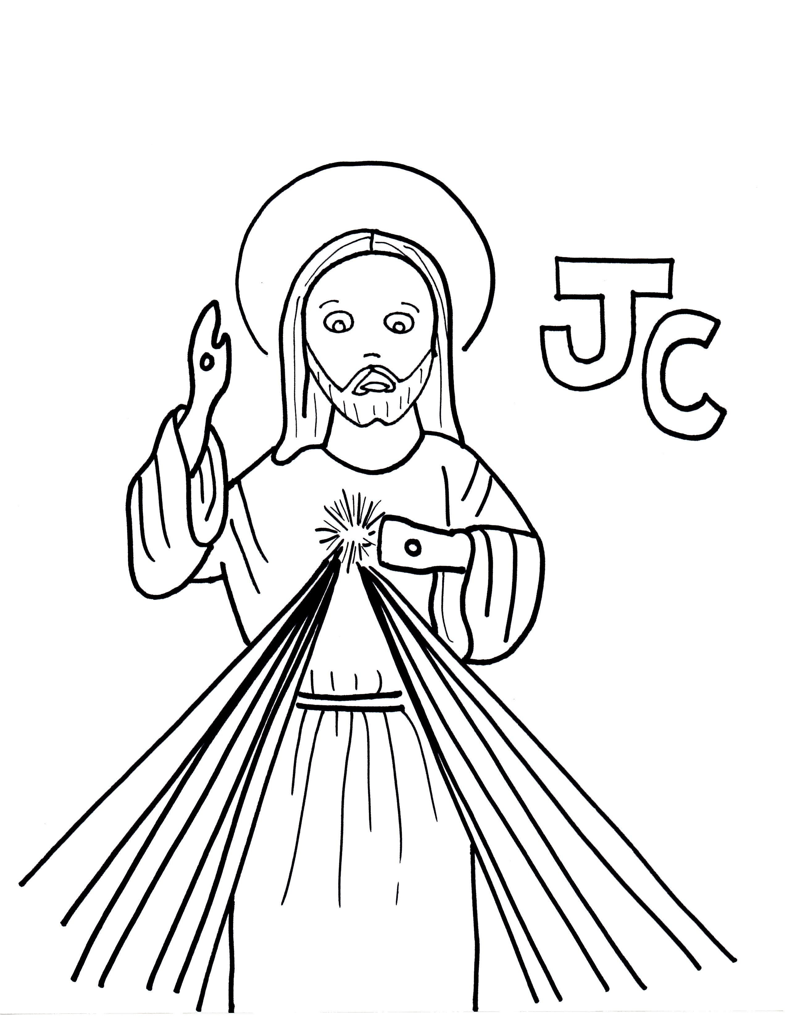 J is for jesus christ lord of divine mercy saints to color