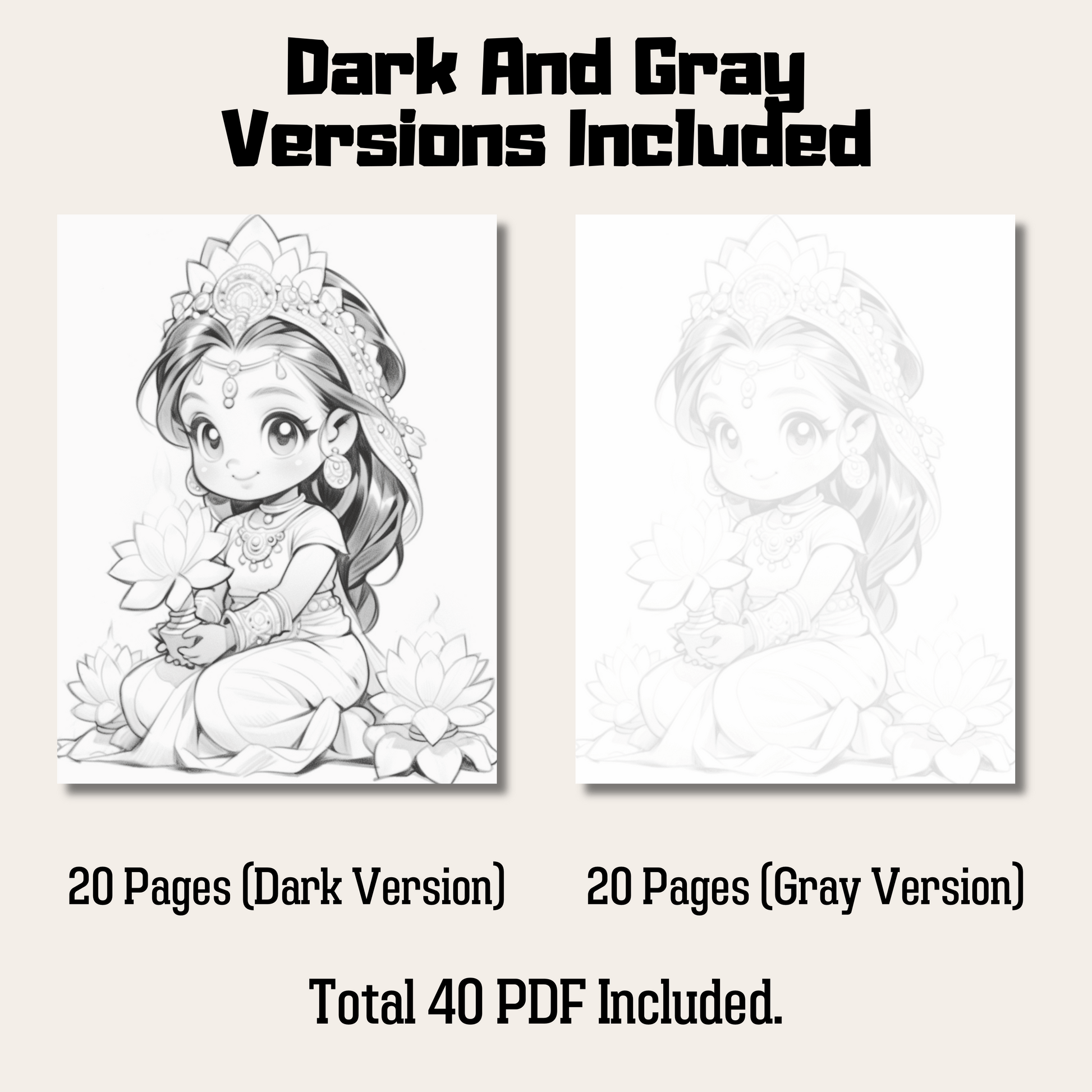 Pages diwali grayscale coloring book instant download printable p â funny print for you