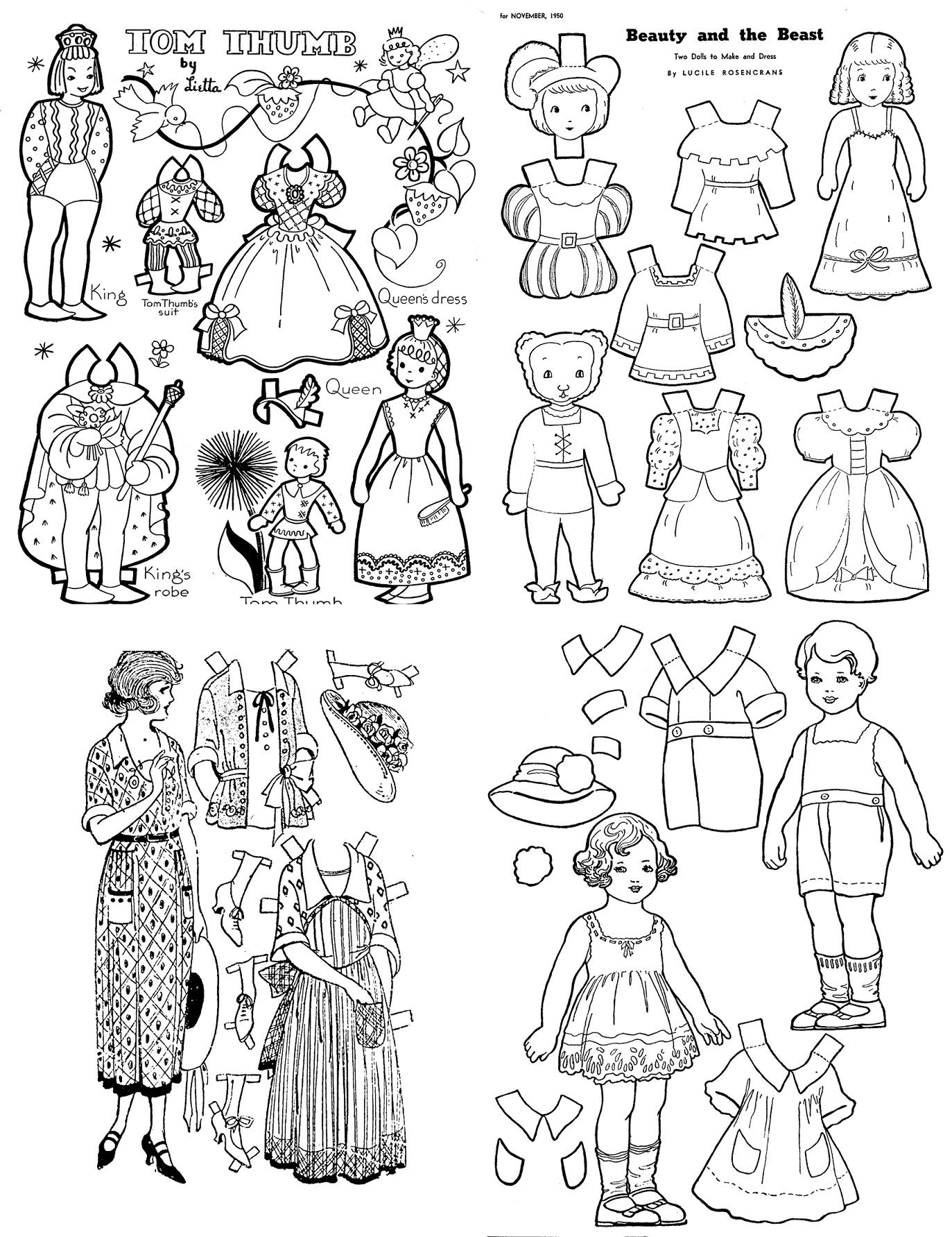 Offer vintage coloring paper dolls and clothes barbie and others instant download pdf