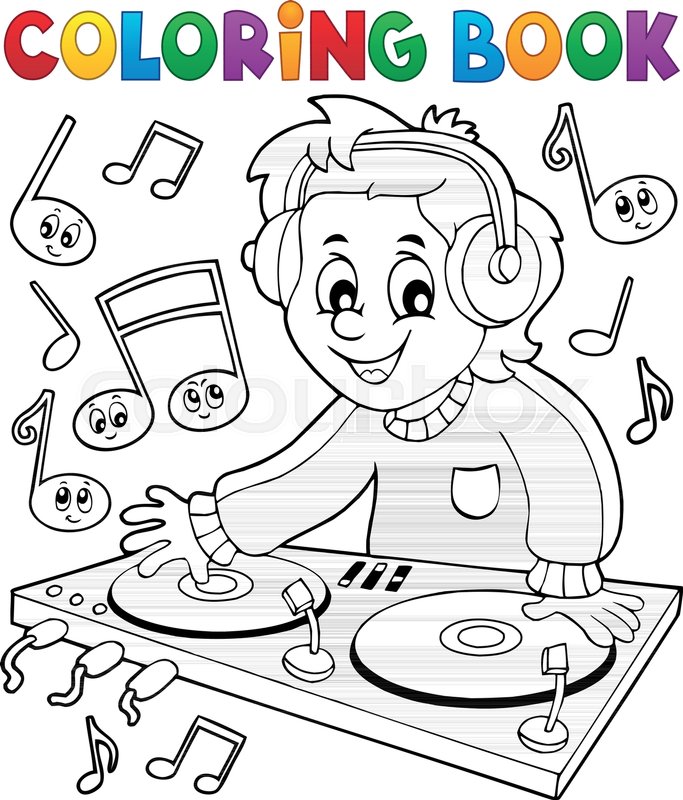 Coloring book dj boy stock vector