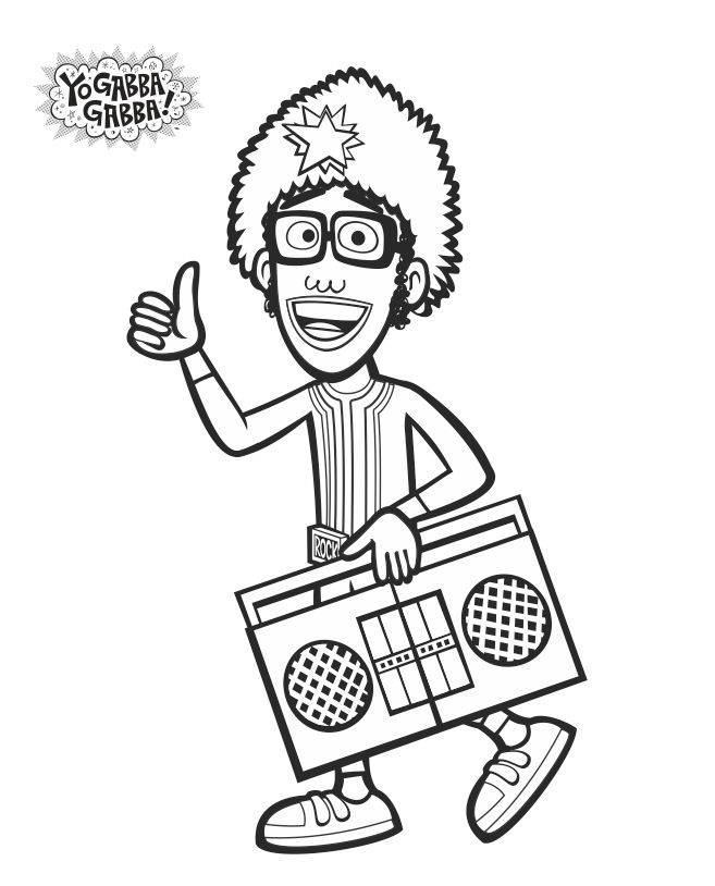 Djlance coloring sheet yogabbagabba coloringsheet freeprintable yo gabba gabba coloring pages for kids printable christmas coloring pages