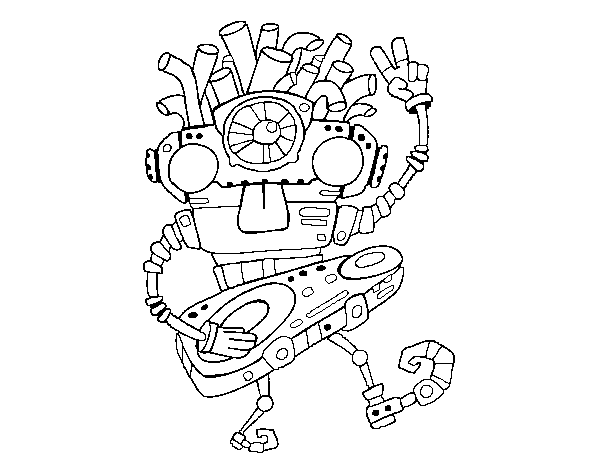Robot dj coloring page