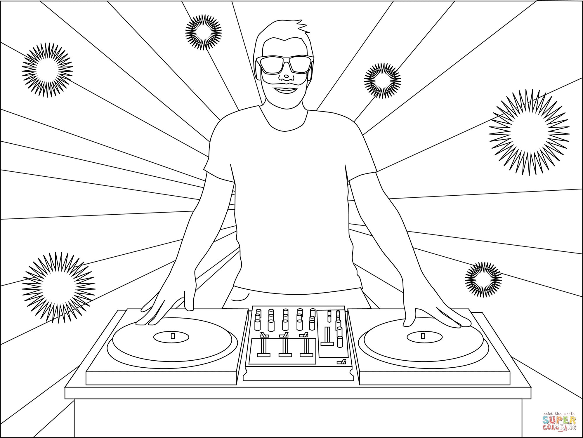 Dj coloring page free printable coloring pages