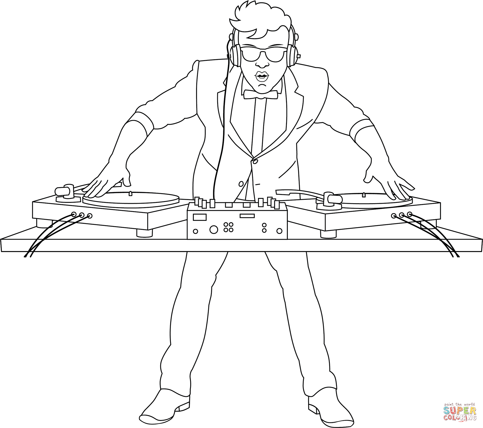 Dj coloring page free printable coloring pages