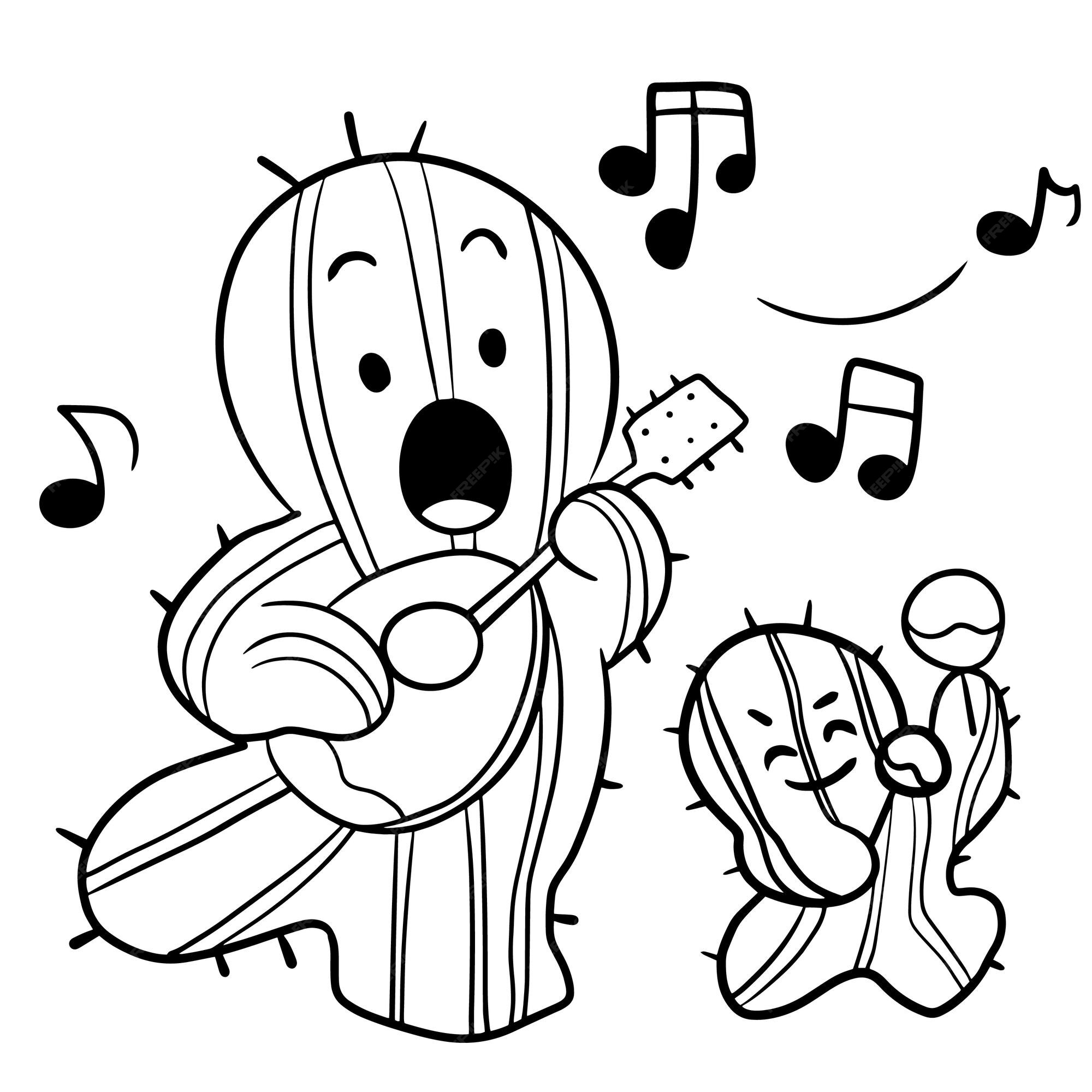 Diament kaktus kreskãwka doodle kawaii anime kolorowanie strony åadny ilustracja rysunek postaä chibi premium wektor