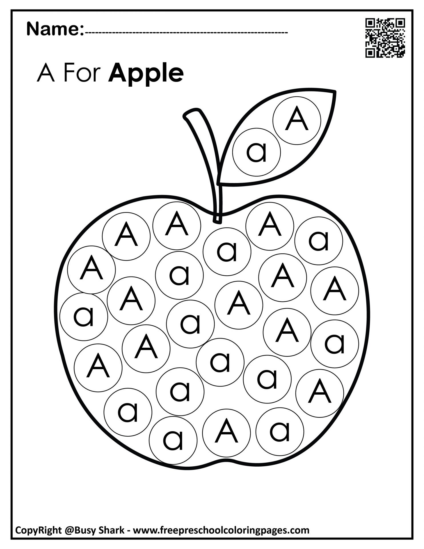 Letter a dot markers free coloring pages