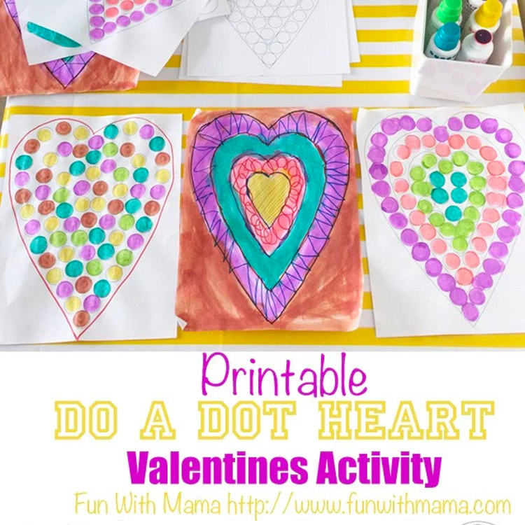 Printable do a dot heart shapes activity