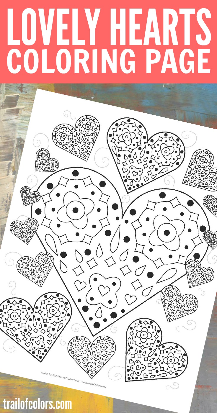 Lovely hearts coloring page
