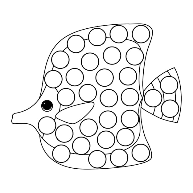 Premium vector ocean animals dot marker coloring pages for kids