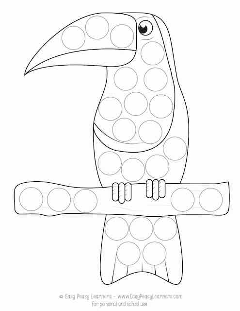 Free rainforest animals do a dot printables