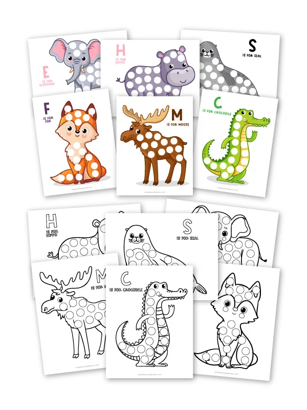 Animal do a dot printables