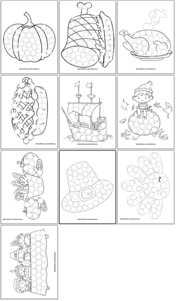 Free thanksgiving dot marker printables to keep your child busy at the dinner table dot marker printables thanksgiving preschool dot markers