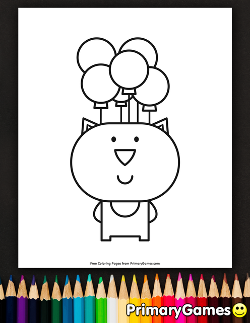 Cat holding balloons coloring page â free printable ebook coloring pages coloring books balloons