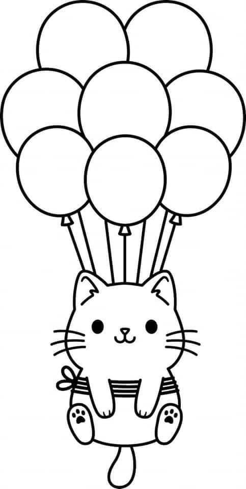 Cat balloons cat coloring book cute coloring pages coloring books