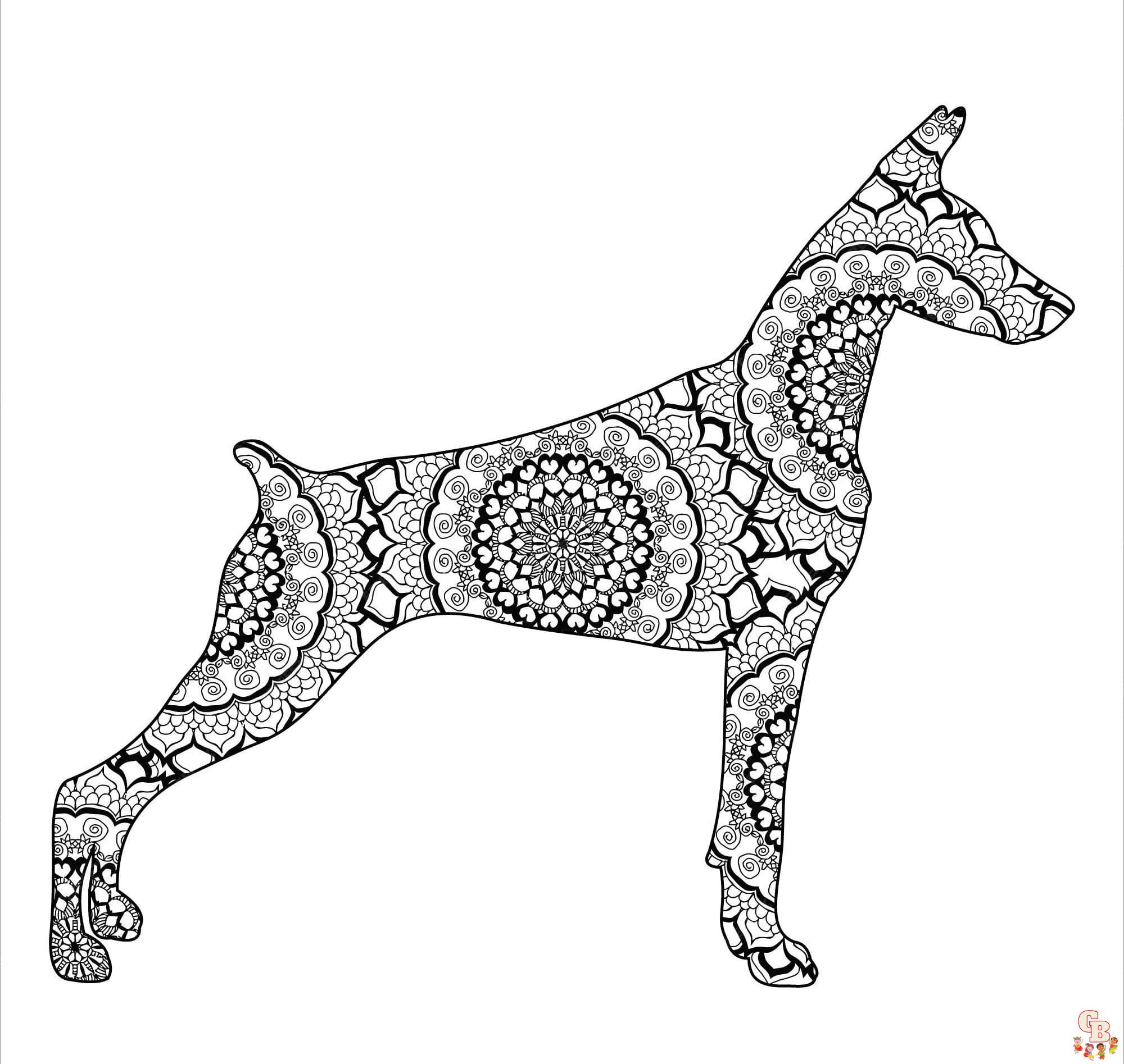 Prinatble doberman coloring pages free for kids and adults