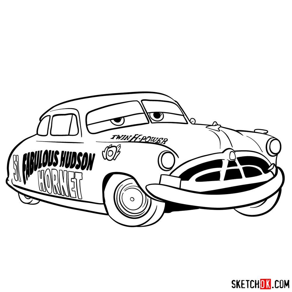 How to draw doc hudson cars cars coloring pages easy drawings hudson car
