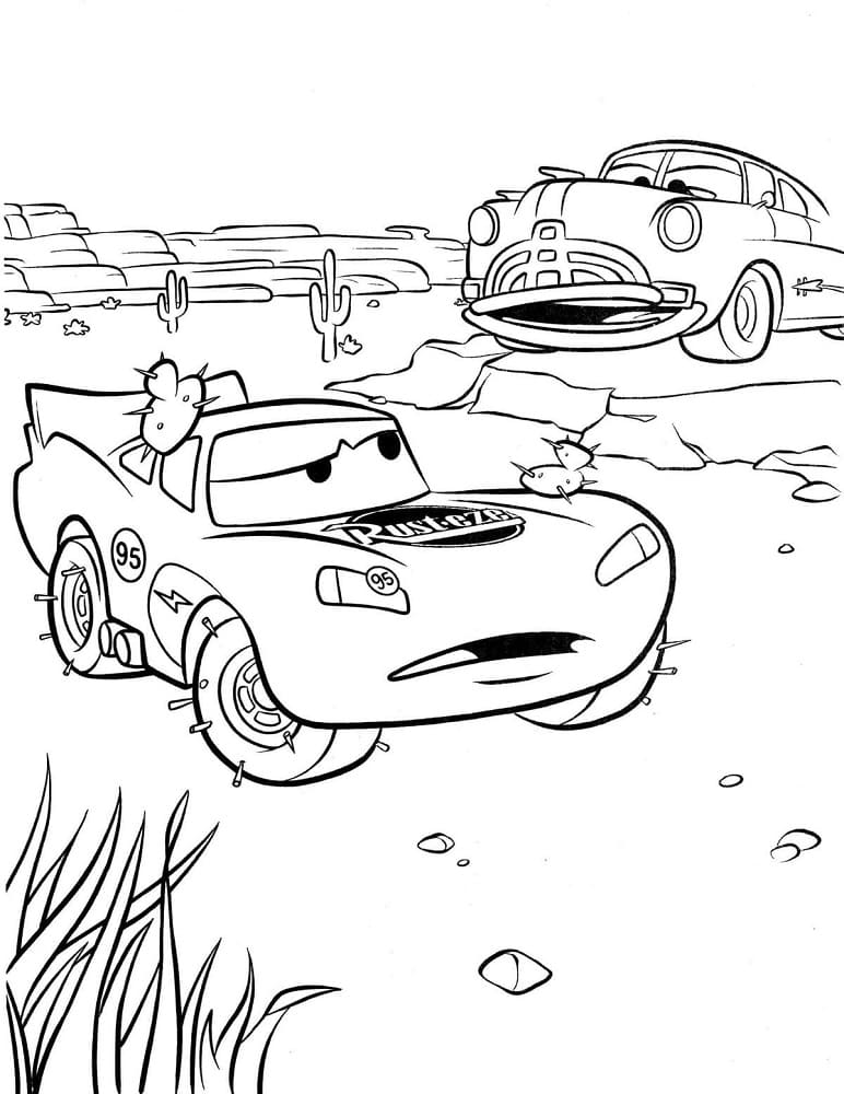 Lightning mcqueen and doc hudson coloring page