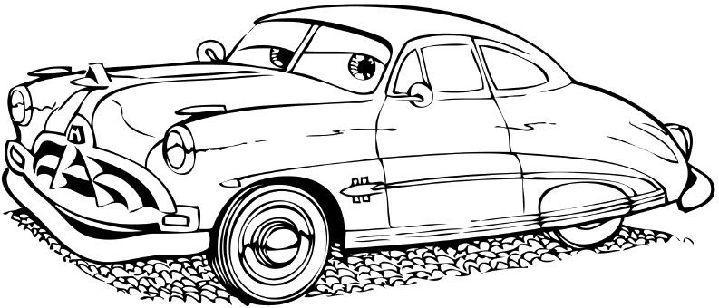 Cartoon car doc hudson coloring page